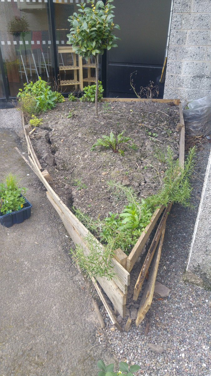 GreenBlueSpace's tweet photo. So we may have lost the log in for this account for a while.. but we're back! Today we've been re-building the raised beds behind Venue🌱 https://t.co/5nUq0u2SFR