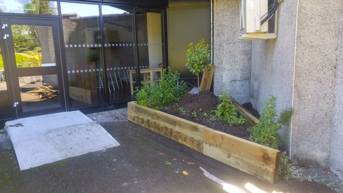 GreenBlueSpace's tweet photo. So we may have lost the log in for this account for a while.. but we're back! Today we've been re-building the raised beds behind Venue🌱 https://t.co/5nUq0u2SFR