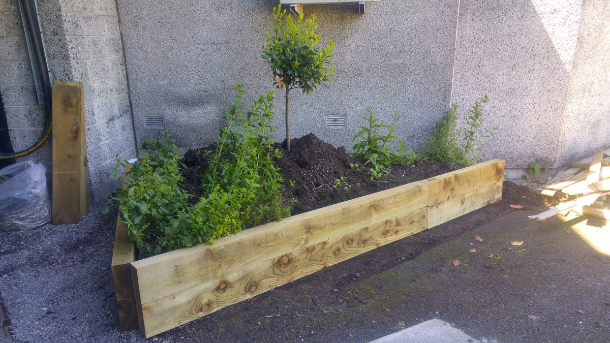 GreenBlueSpace's tweet photo. So we may have lost the log in for this account for a while.. but we're back! Today we've been re-building the raised beds behind Venue🌱 https://t.co/5nUq0u2SFR