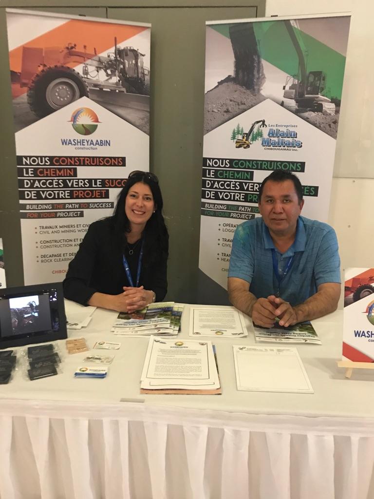 EntAlainMaltais's tweet photo. Clifford and Julie at the Washeyaabin booth today for #saencat event in #Mistissini . Welcome ! https://t.co/TmPWsDsFtI