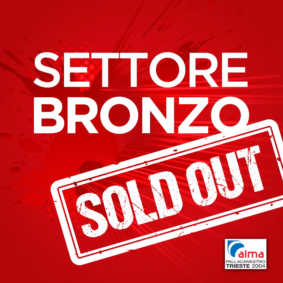 PallTrieste's tweet photo. ⚠️ COMUNICAZIONE DI SERVIZIO ⚠️ Biglietti primo e secondo anello non numerato settore Bronzo ESAURITI‼️ #playoffs #AlmaTS #AlmaArena https://t.co/hB511ObUKG