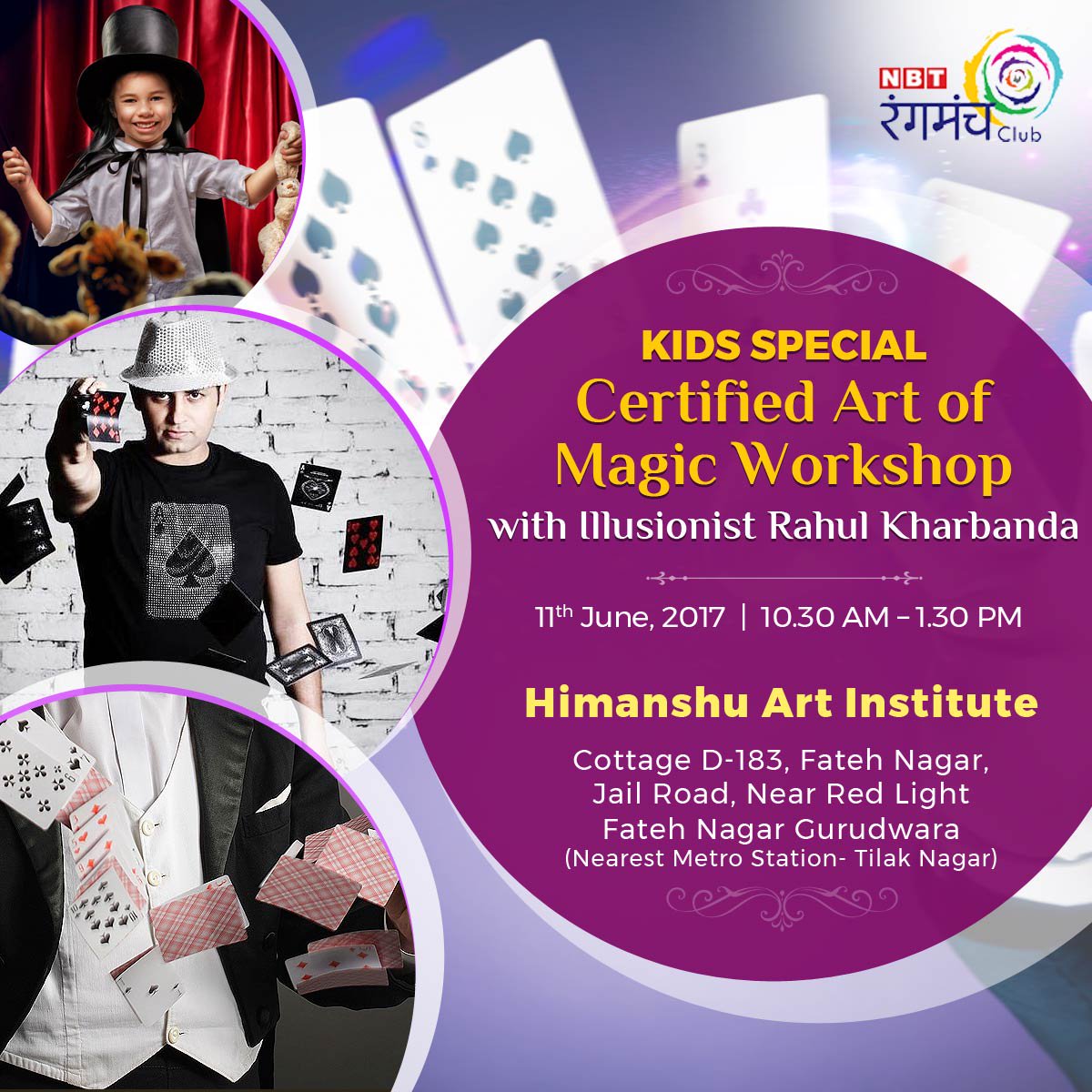 NBTRangmanch's tweet image. Learn #Magic from the expert Magician Rahul Kharbanda on June 11th, 2017 at Certified #MagicWorkshop
Book a seat NOW
goo.gl/ZegLoj