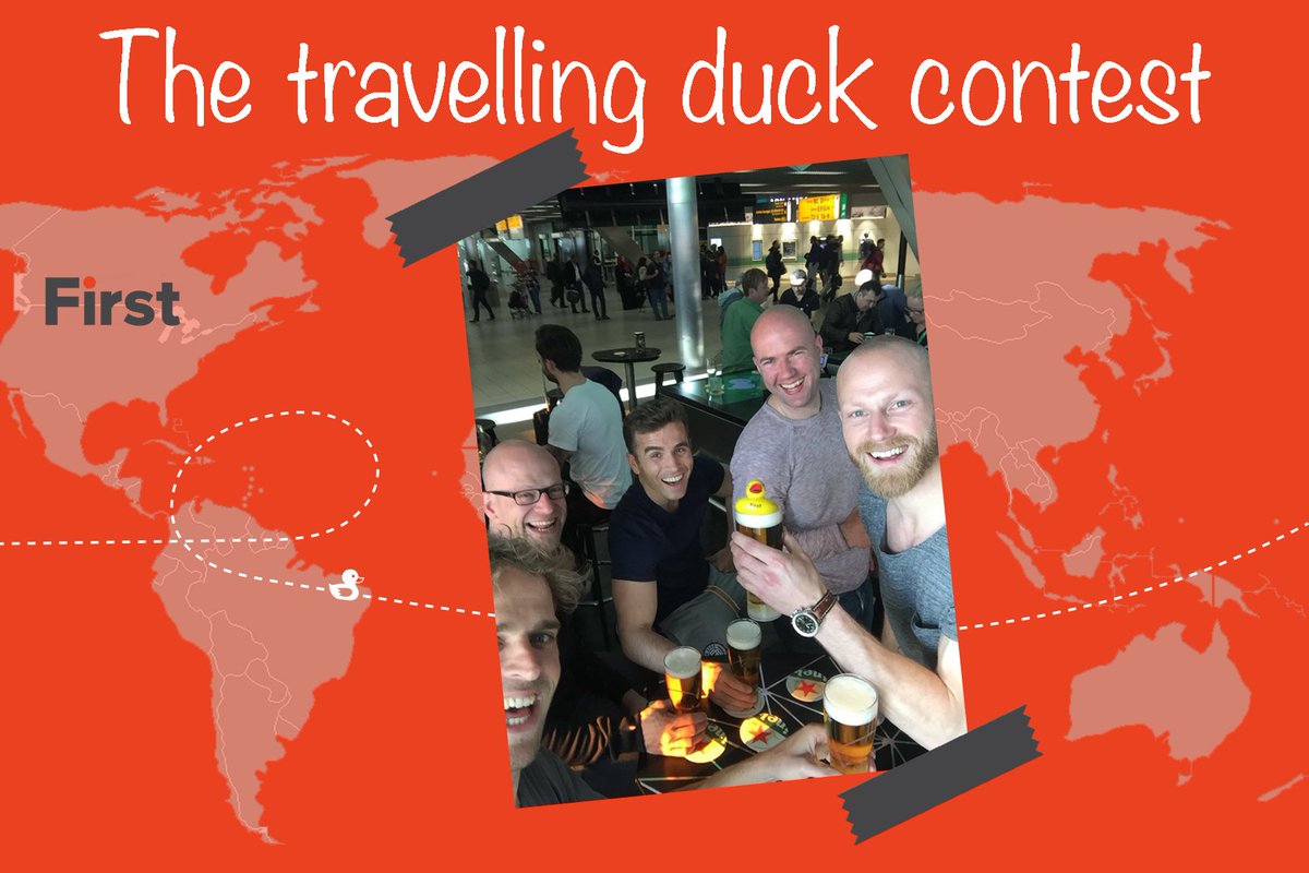 First_eu's tweet image. Daarna even dobberen op een pint in afwachting van een tripje naar de USA. Vindt deze eend hélemaal ok! #TravellingDuck