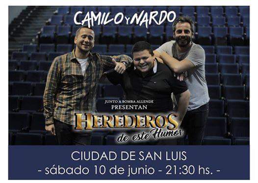 UltimoBondiSL's tweet photo. @camiloynardo en San Luis este sabado en la Sala Berta Vidal! https://t.co/Gpyzs5c9He