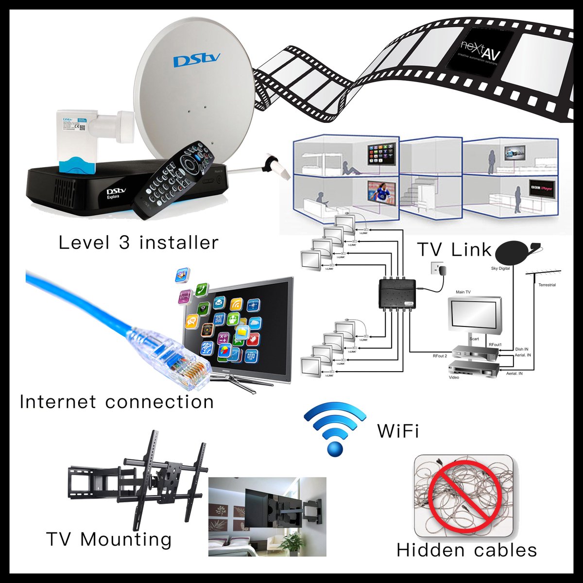 nextAVSolutions's tweet image. Satellite & Aerial
Satellite Dish Installations
TV Link Installations
Extra TV points
TV Mounting
