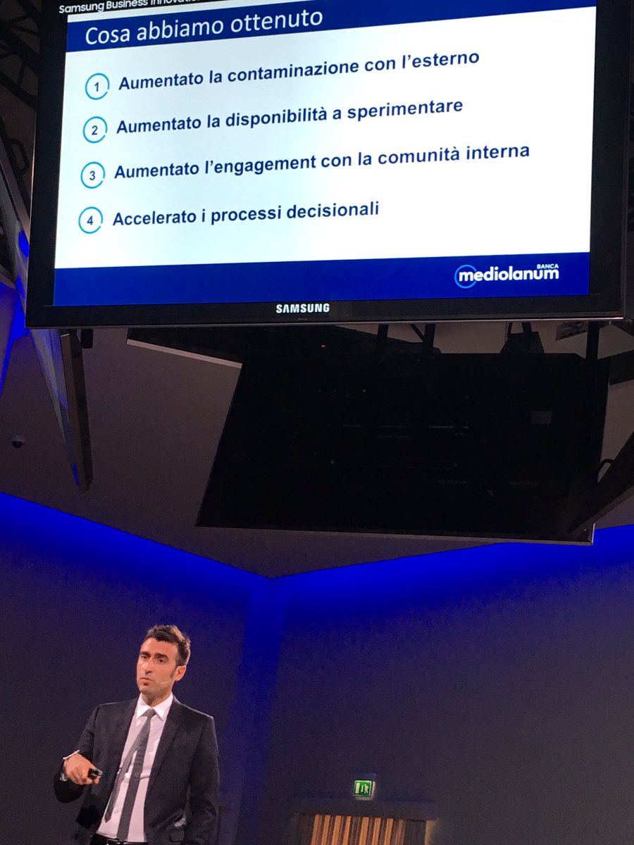 BancaMediolanum's tweet photo. I risultati ottenuti attraverso il MediolanumInnovationsPark @roxduranti #BusinessInnovationForum @SamsungBizIT https://t.co/qaNRJmZReZ