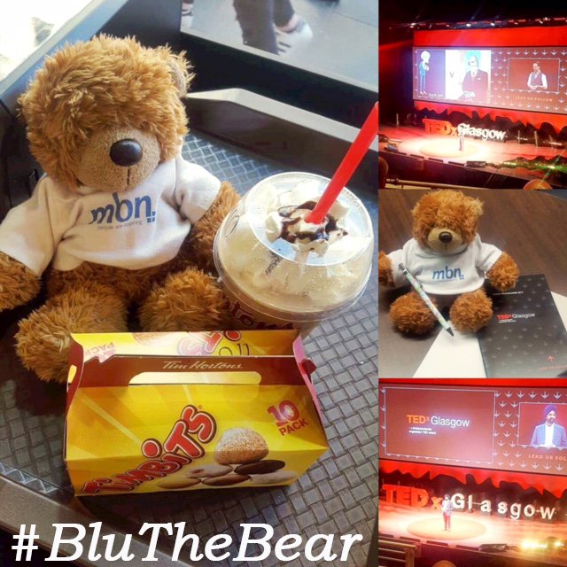 #BluTheBear enjoyed a new adventure to #TedxGlasgow &amp; #TimHortons on friday.Do you fancy a new adventure?Visit mbnsolutions.com/jobs #Data
