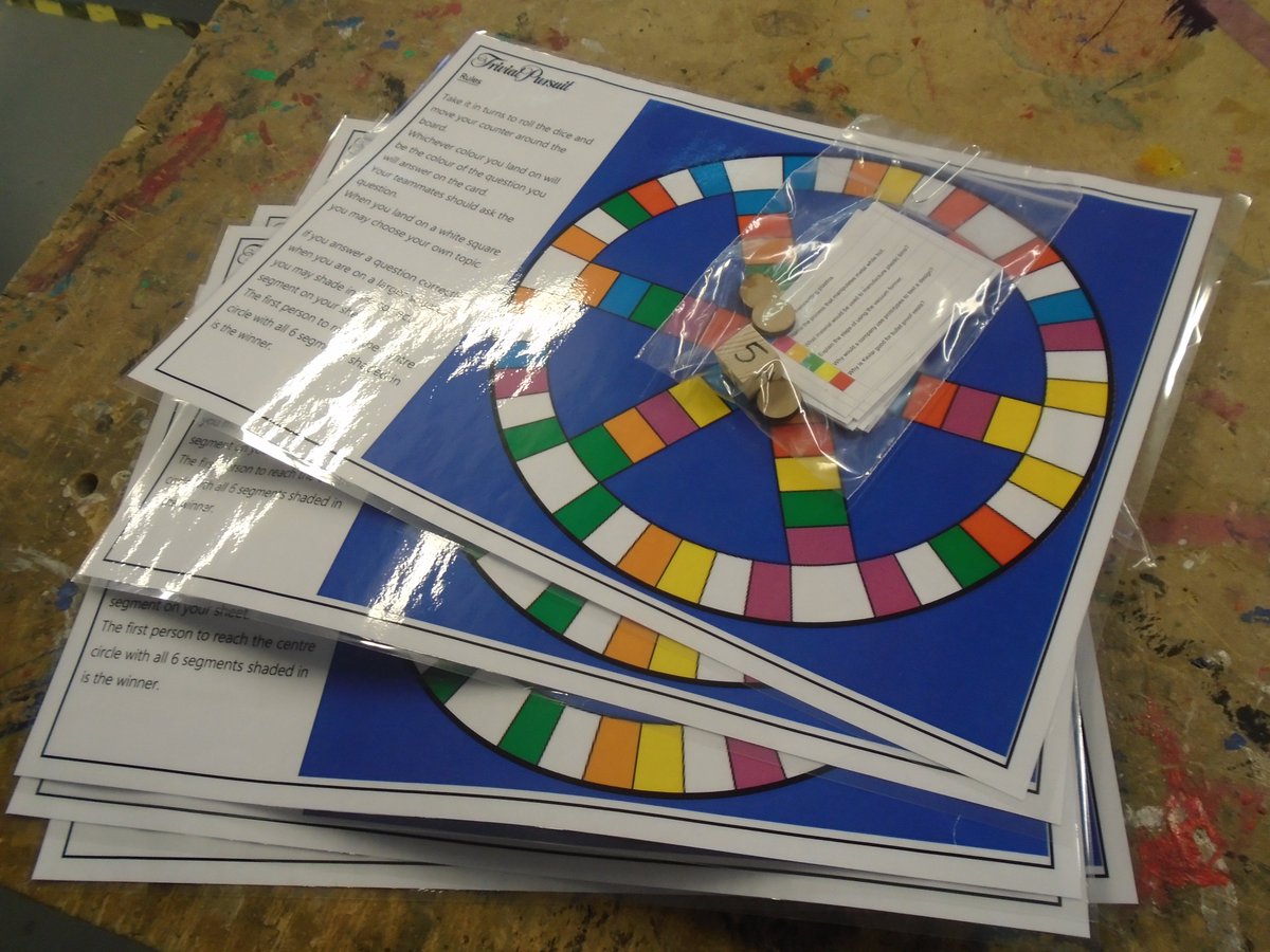 OAN__DT's tweet photo. GCSE Resistant Materials revision lesson - exam 16th June! #Trivialpursuit #Friday https://t.co/5BqrjBczaJ