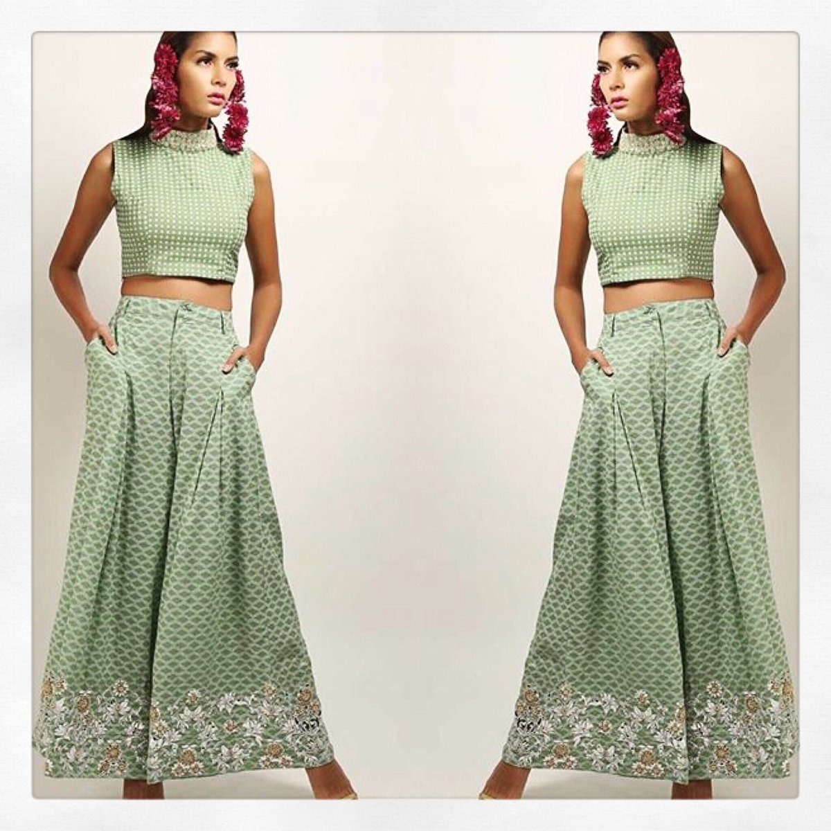 AmrikaLondon's tweet photo. Love this crop top and flared trouser #coord by @surendribyYC ! We stock this designer in store 📞02086168360 to make an appointment! 💖 https://t.co/5GtT4HLX9F