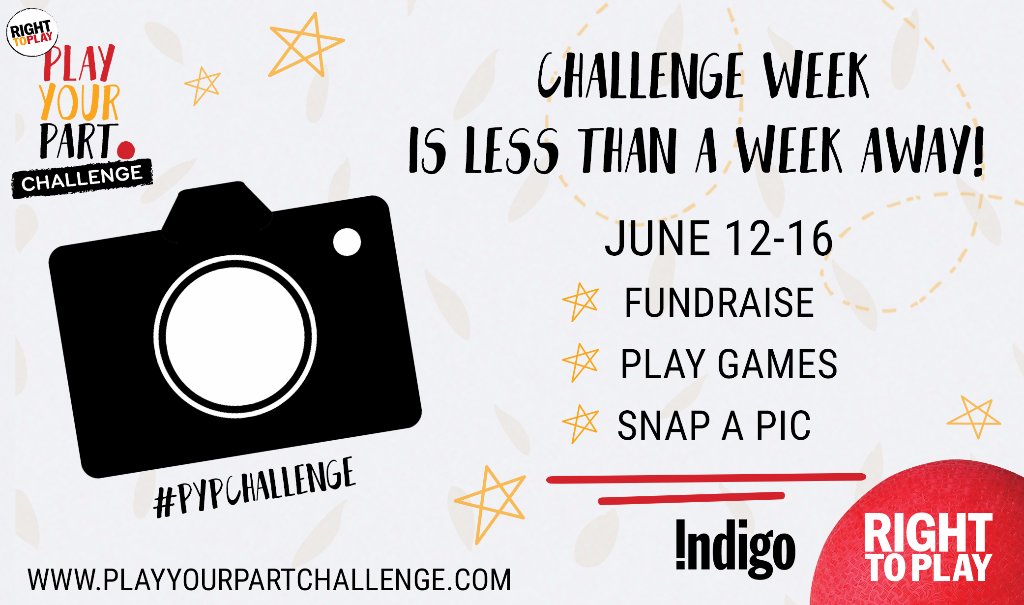 RightToPlayCAN's tweet photo. Less than a week left! Who's excited for #PYPChallenge? Tweet us a pic of the games being played at your school! https://t.co/39Z1RJlpcd