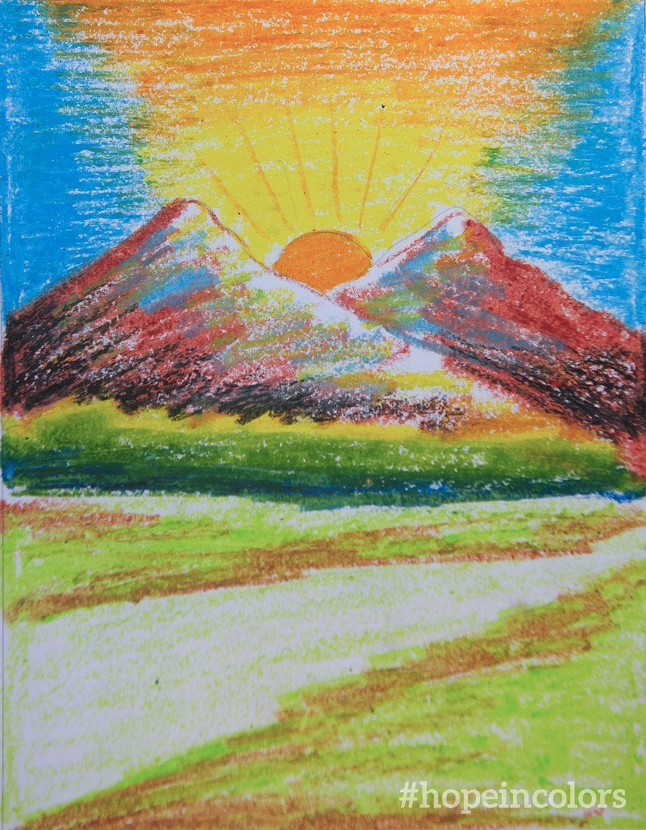 GFAWorld's tweet photo. Subrata is 6, and he drew this. Amazing! What a beautiful #sunrise. #hopeincolors https://t.co/kksXwmYeqO