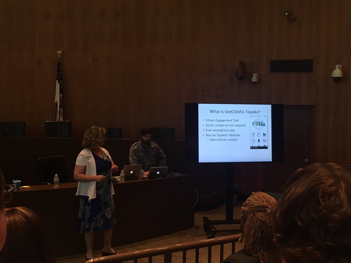 benberkowitz's tweet photo. Amber Reynolds @cityoftopeka explains how they simplified #311 with @SeeClickFix and @Cityworks at #scfdetroit https://t.co/ICjf5g7PZZ
