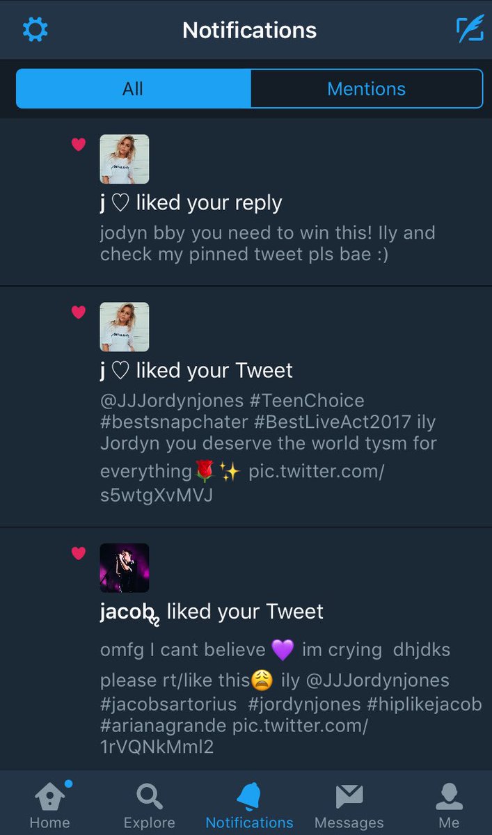 adorejacobs's tweet photo. oml jord is being so active on my acc๐ฉ ily so much babe๐นyou superrrr deserve win the teen choice#TeenChoice #bestsnapchatter @JJJordynjones https://t.co/Zvpe4q0YTg