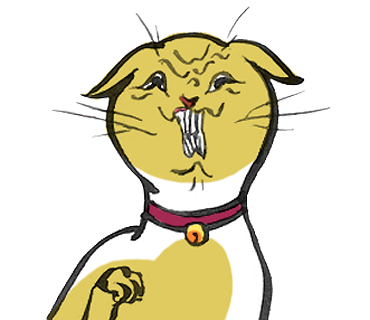 まえに はじめて作ったラインスタンプ 猫なので ありがとう ごめんね といった みゆもすのイラスト
