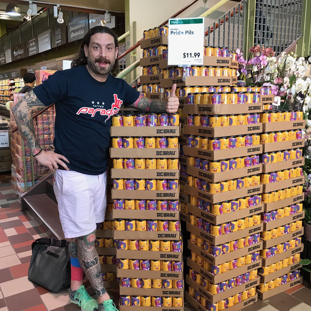 dcbrau's tweet photo. The @WholeFoods on #PStreetNW is stocked with stacks of #PridePils! Happy #Pride2017!!! #BladeFoundation #SMYAL #dogood #drinkcraft https://t.co/KcGTIzIlMb
