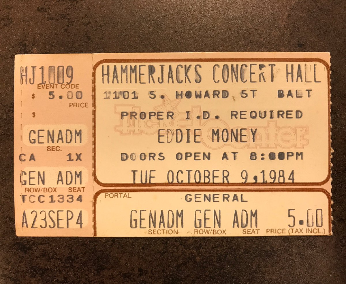 #waybackwednesday 10/9/84 - <a href="/ImEddieMoney/">Eddie Money</a> played the 1st concert in #hammerjacks new concert hall!  Would love to have him play new venue!⚡️