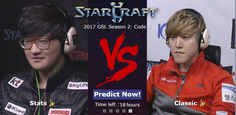 GGPredict_FR's tweet photo. Demain 18:30 KST ne rates pas les playoffs #GSL avec @Splyce_Stats VS @SC2_Classic ! https://t.co/yaO0rRn5ug #Concours #Pronostic https://t.co/f3ixrCIuCf