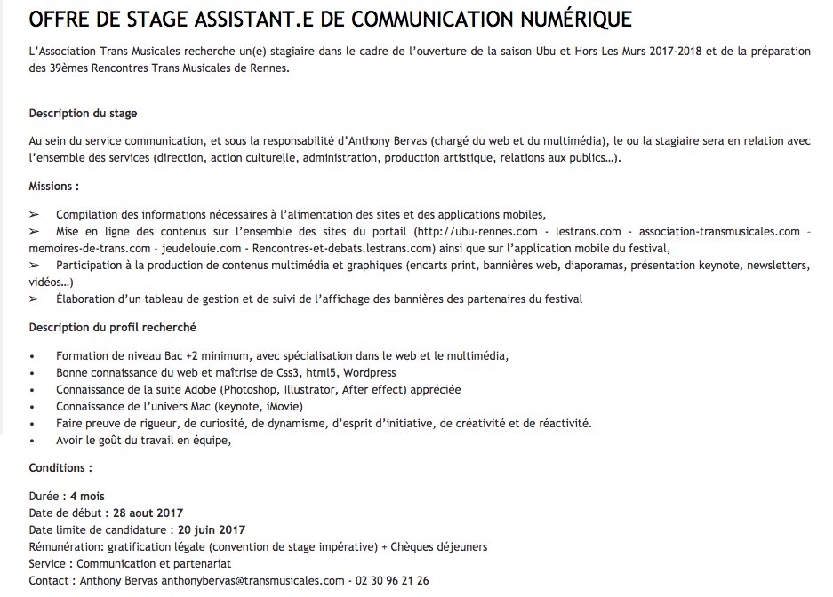 [STAGE] 4 mois. 
Assistant.e de communication numérique
Durée : 4 mois
Date de début : 28 aout