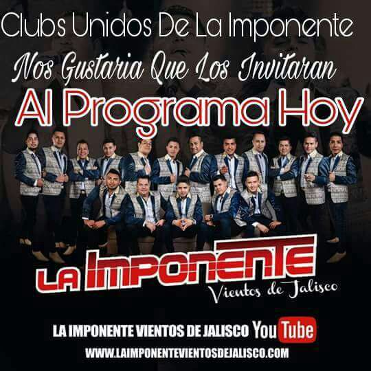 fernanda7209's tweet photo. Buen día @programa_hoy nos gustaría k inviten a la @imponentevj a su programa.
#ClubsUnidosDeLaImponente
@AndreaLegarreta @GalileaMontijo https://t.co/pFzZyx5pR5