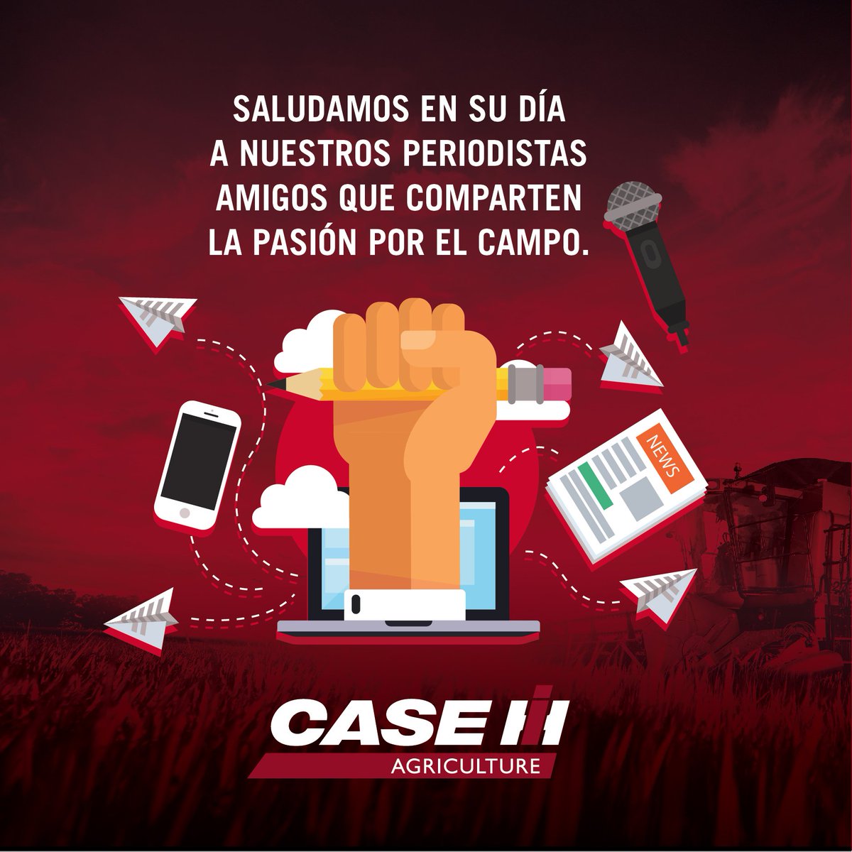 CaseIHArg's tweet photo. ¡Muy feliz día a todos los periodistas! https://t.co/YBi3aCBo83