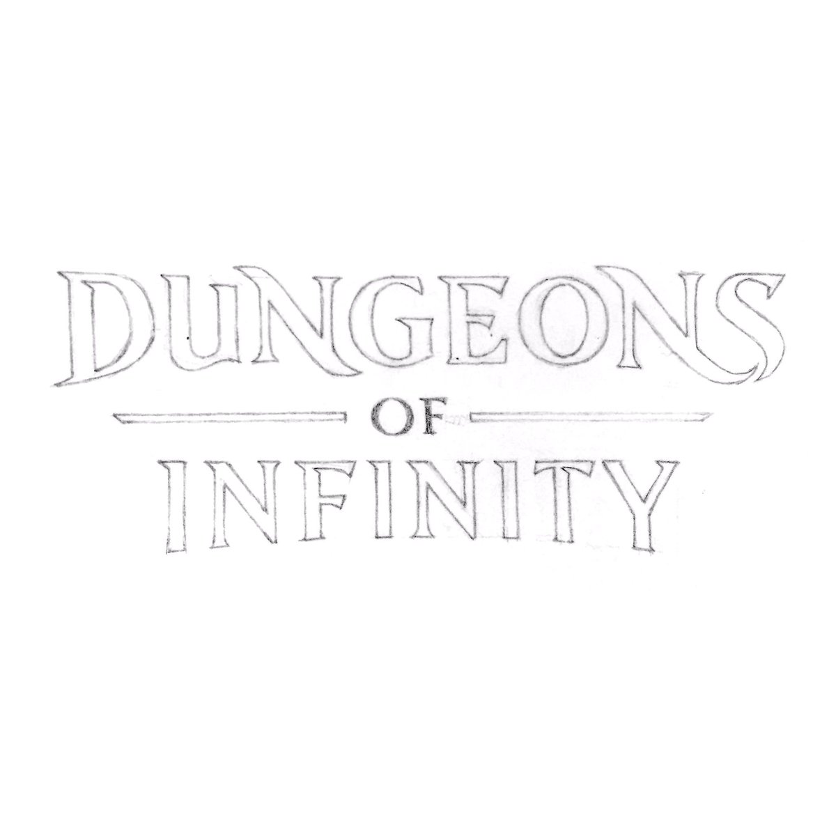 corrydamey's tweet photo. Design process for work on the #dungeonsofinfinity logo! Wait for the reveal! #lettering #design #bgg #boardgames https://t.co/4qznpoNgZb