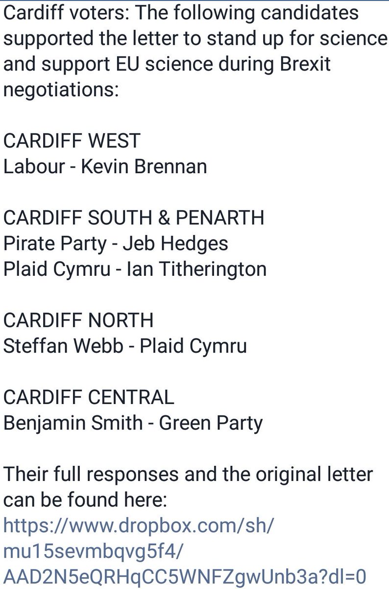 ScienceMarchCDF's tweet image. These #Cardiff #GE2017 candidates responded to the South West for Science letter &amp;amp; committed to supporting science.