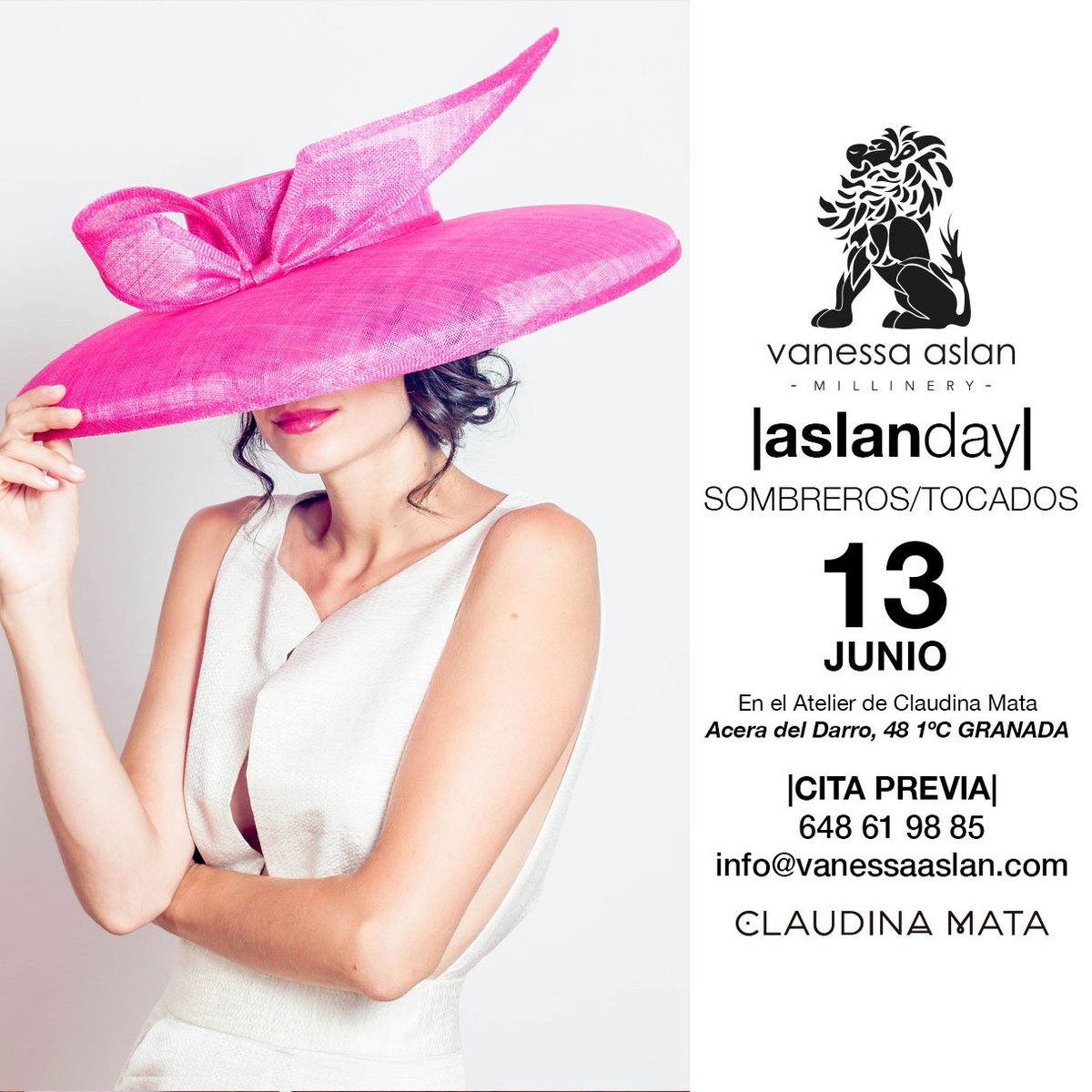 👒El 13/JUNIO <a href="/VanessaAslan/">Vanessa Aslan</a> te asesora en el #ClaudinaMataAtelier en #Granada. Pide tu cita (+info imagen). #Tocados #Sombreros #Accesorios