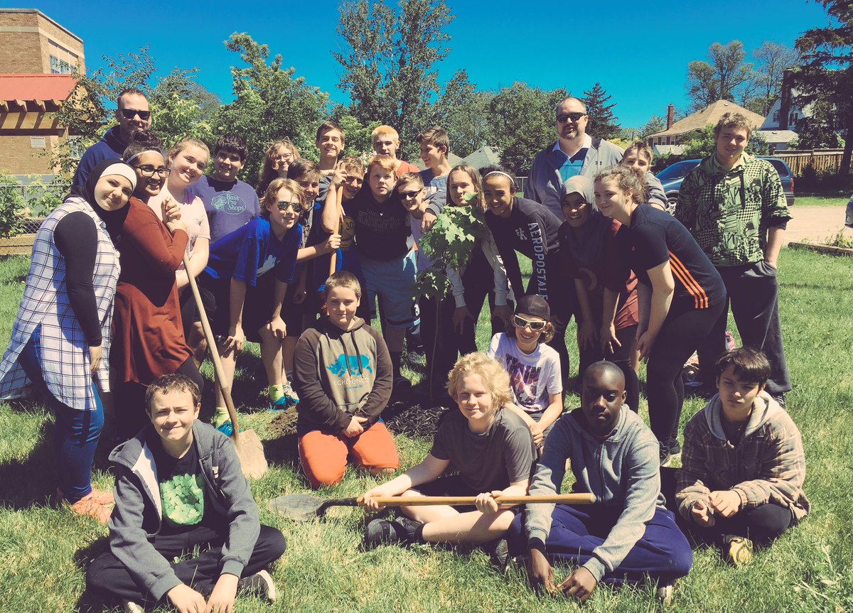 Our first graduating class will always have 'roots' at <a href="/EdithCavellDSBN/">Edith Cavell School</a> #treeplanting #grade8s #theknightlife