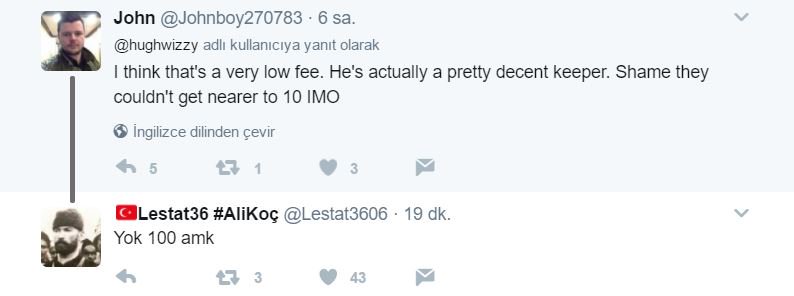 Arsenal'in Ospina için 3 milyon £'ı kabul ettiği haberi üzerine, haberin altında Türk ve İngiliz taraftarlar arasında çatışma çıktı.