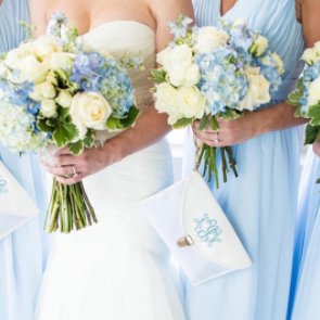 Soft #blues, adorable #monogrammed #BridesmaidGifts... What more could we ask for on a #WeddingWednesday?: nwly.me/tip/5450001