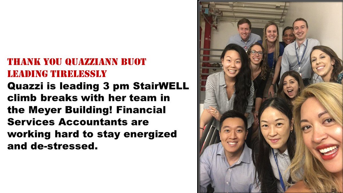 SarahGreenTCU's tweet photo. Financial Services Team is taking the StairWELL challenge every day at 3 p.m. to boost their energy #stairWELL @texaschildrens https://t.co/pqoxgXJQnm