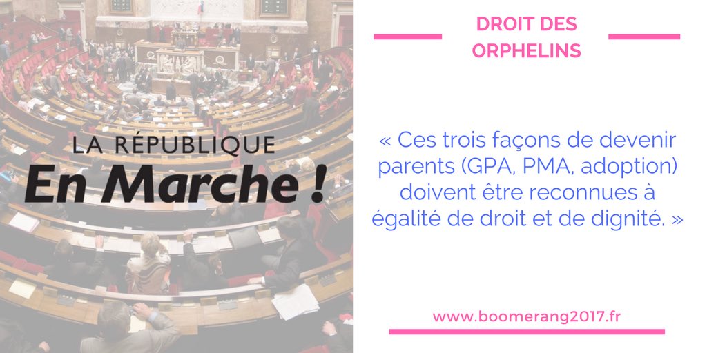 SyndicatFamille's tweet photo. Pour @enmarchefr, la #GPA, la #PMAsansPere et l'adoption par des couples de même sexe sont des droits qu'ils veulent accessibles à tous. https://t.co/DdK83wtyEF