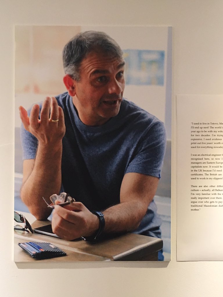 UCLSSEES's tweet photo. At the 'Sense of Belonging' exhibition admiring students' portraits of migrants in London #UCLCulture https://t.co/2awN4NyE9K