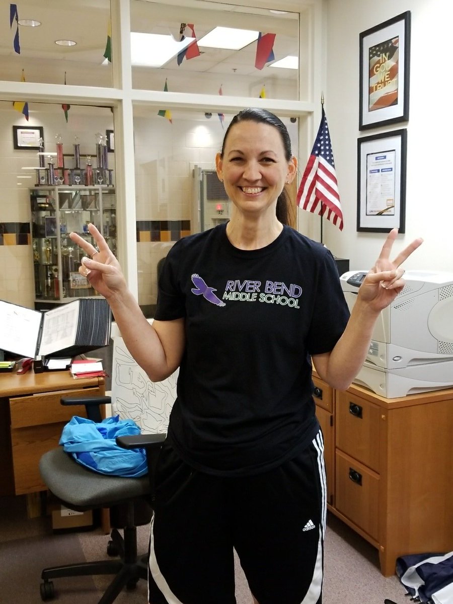 Ms. Hooper is ready for the staff vs student basketball game! RBMS Raven Nation!