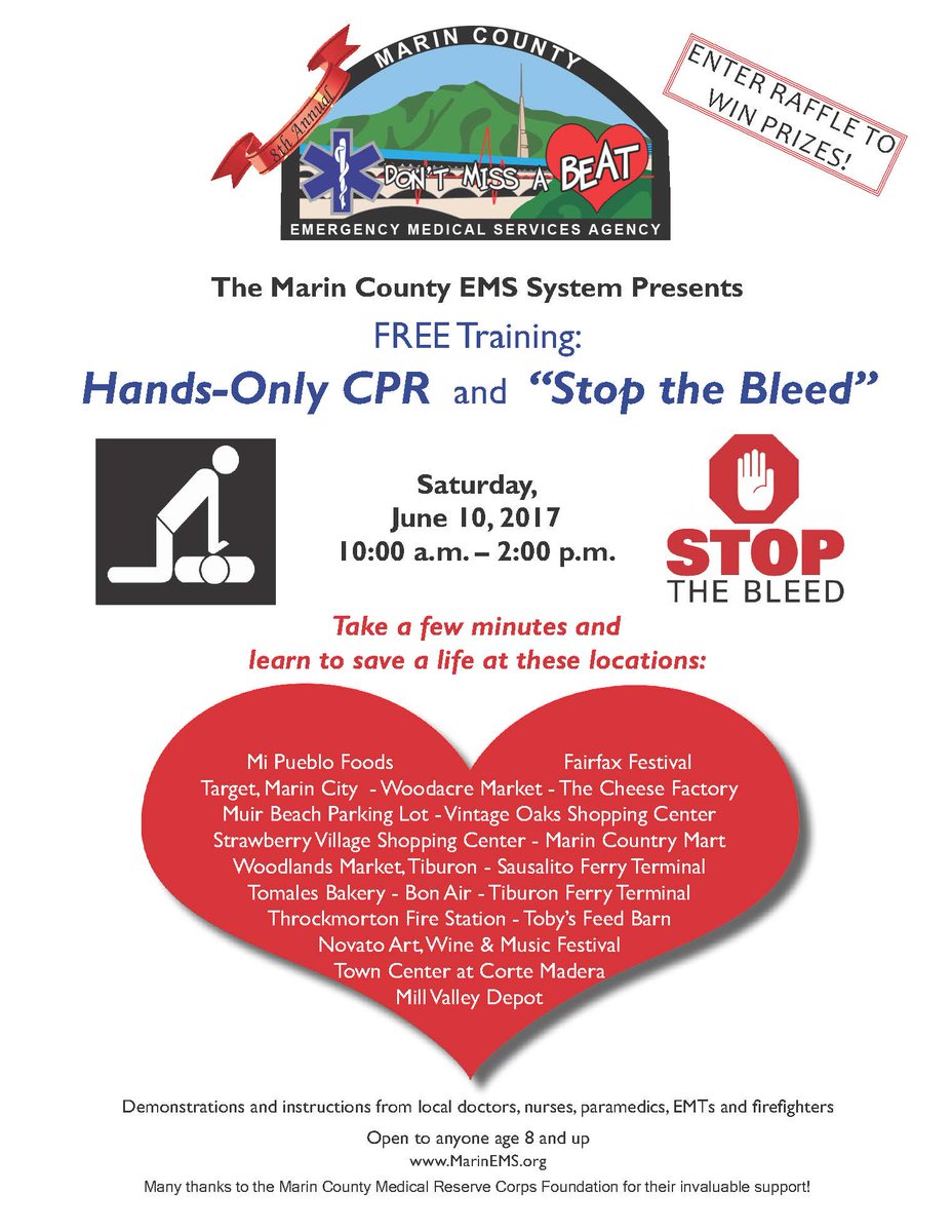 TiburonFire's tweet photo. Come join us! We will be participating in the 8th Annual Marin County Sidewalk CPR event on Saturday, June 10th,10:00am to 2:00pm https://t.co/RzPmcNwm9l