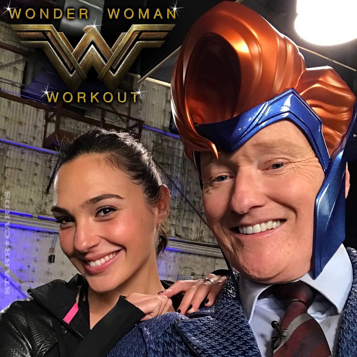 StarrCards's tweet photo. Conan O’Brien oddly transformed by #GalGadot’s #WonderWoman workout @starrcards https://t.co/yWDyB4tx82 #fitness https://t.co/eKeQHxSeTe