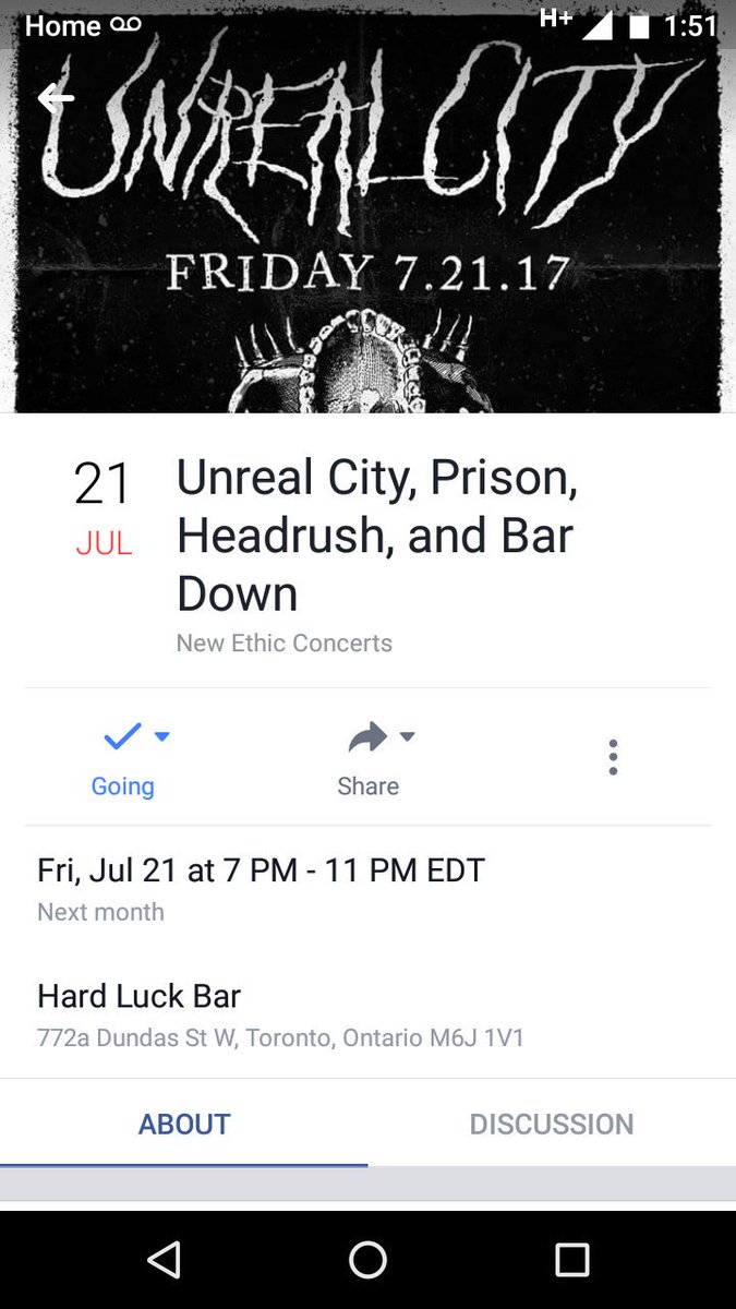 headrush905's tweet photo. Playing with Unreal City (Integrity, Eternal Sleep), and our pals in Prison &amp; Bar Down in Toronto next month. Come slam. https://t.co/CHfMSNuTIO