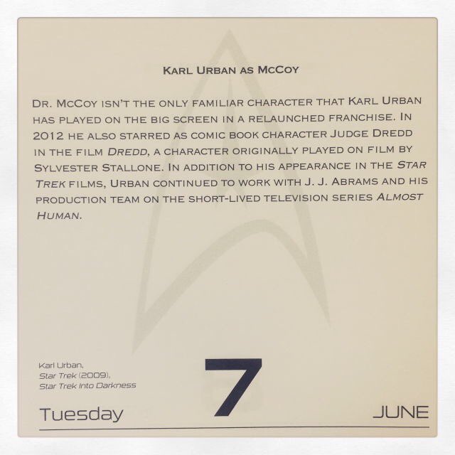  Star Trek (2009)
Star Trek Into Darkness
Star Trek Beyond
June 7, 1972 - Happy Birthday Karl Urban! 