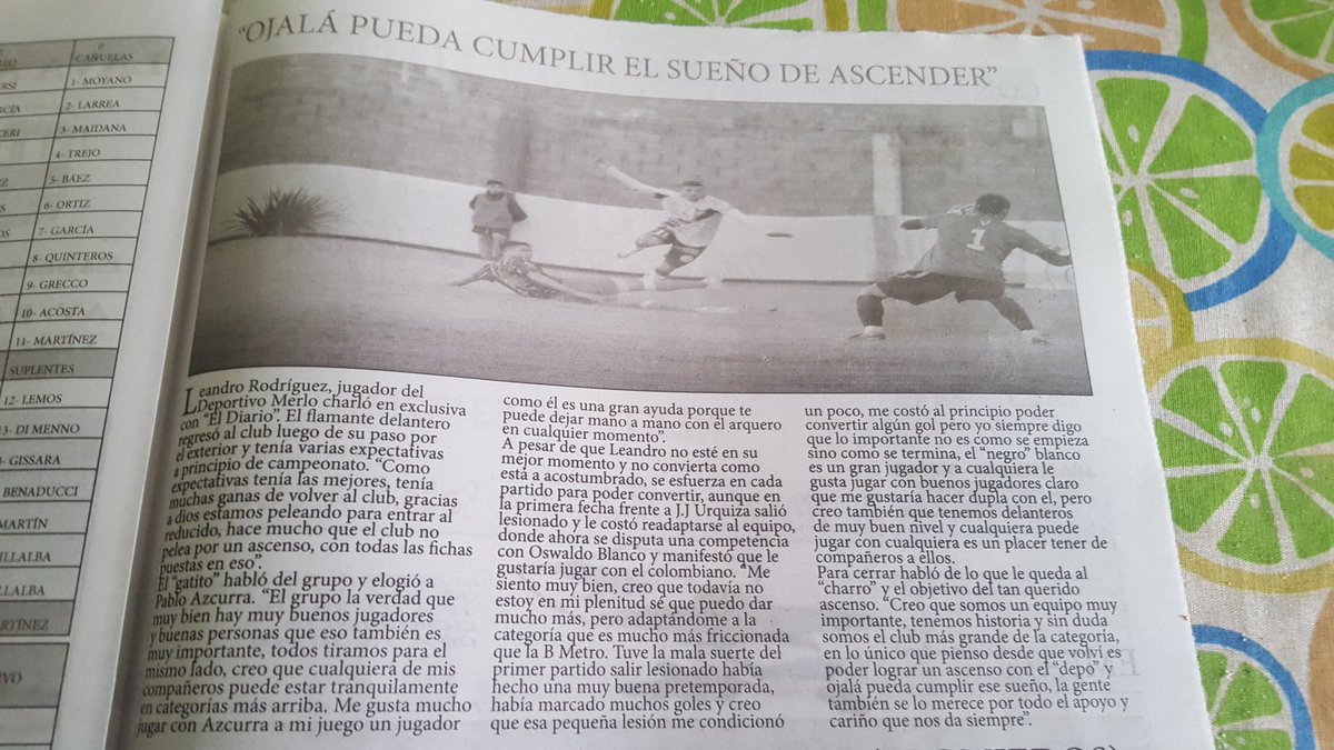 DepoMerloTV's tweet photo. Entrevista a Leandro Rodríguez para el diario de @cdeportivomerlo https://t.co/8uf1tSZREv