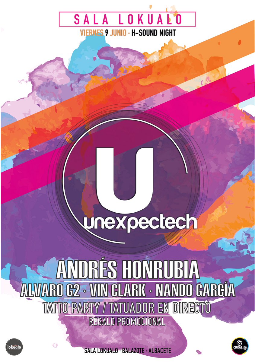 salalokualo's tweet photo. El próximo viernes 9 de junio conectamos con una fiesta especial, #unexpectech #hsound @AndresHonrubia viernes de tatoo, tatuador en directo https://t.co/23piyHVa7y