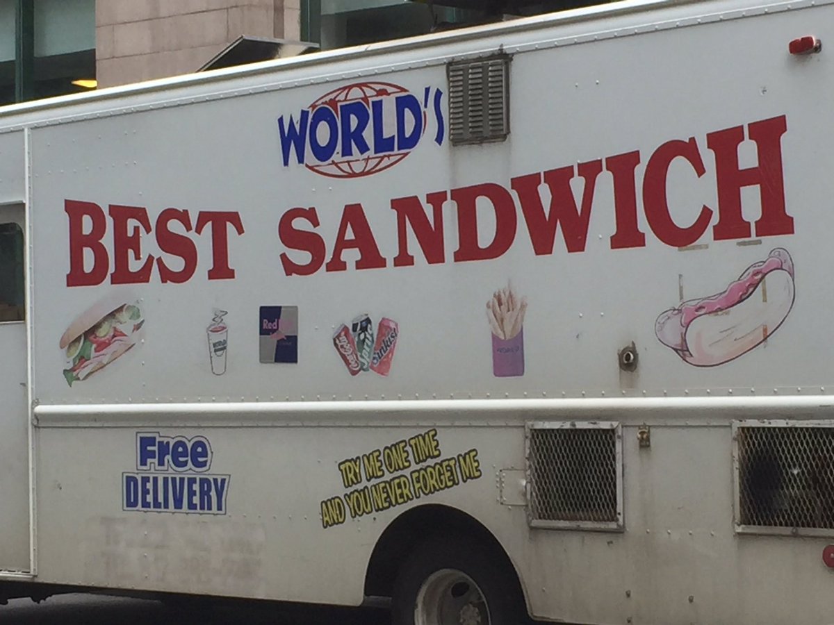 Pretty bold proclamation for a guy whose truck features a clip-art hotdog #WorldsBestSandwich