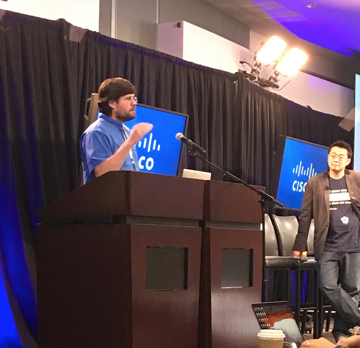 CDWCollab's tweet photo. CDW is a winner of the @CiscoCollab's #collabvt2017 Programmability Contest. @nickpmueller shows off 'Pauline' running on @CiscoSpark https://t.co/3tabdJzp5d