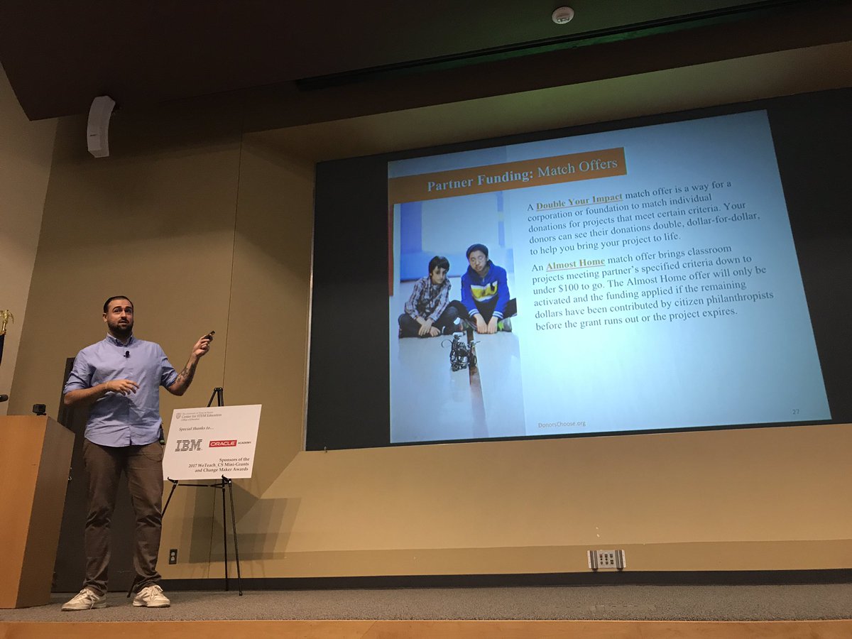 weteachcs's tweet photo. Walter Doyal of @DonorsChoose is closing out #wtcs2017 and he brought gift cards! 🎉🎉🎉 https://t.co/2SqfAXxGiX