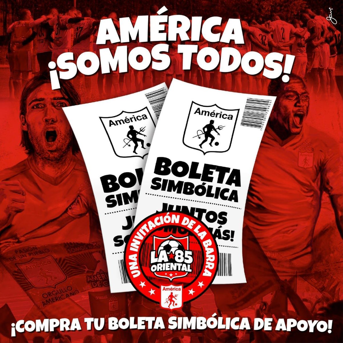 TiempoHincha's tweet photo. #TDHRojo @_LA85_ En Pro de ayudar al equipo americano invita a toda la hinchada a comprar la boleta simbólica ya que no hay ingreso mañana. https://t.co/AxnzalCDsm