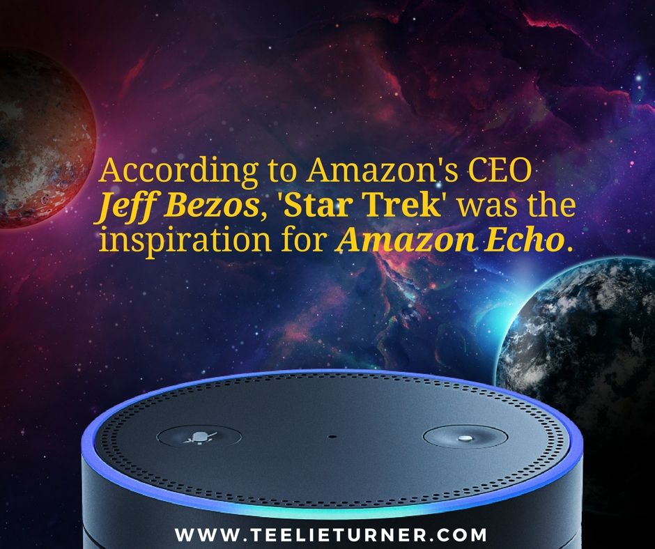BTeelie's tweet photo. According to Amazon's CEO Jeff Bezos, 'Star Trek' was the inspiration for #AmazonEcho.
#alexafacts #amazonecho #alexafanclub https://t.co/KJAZFAc2T6
