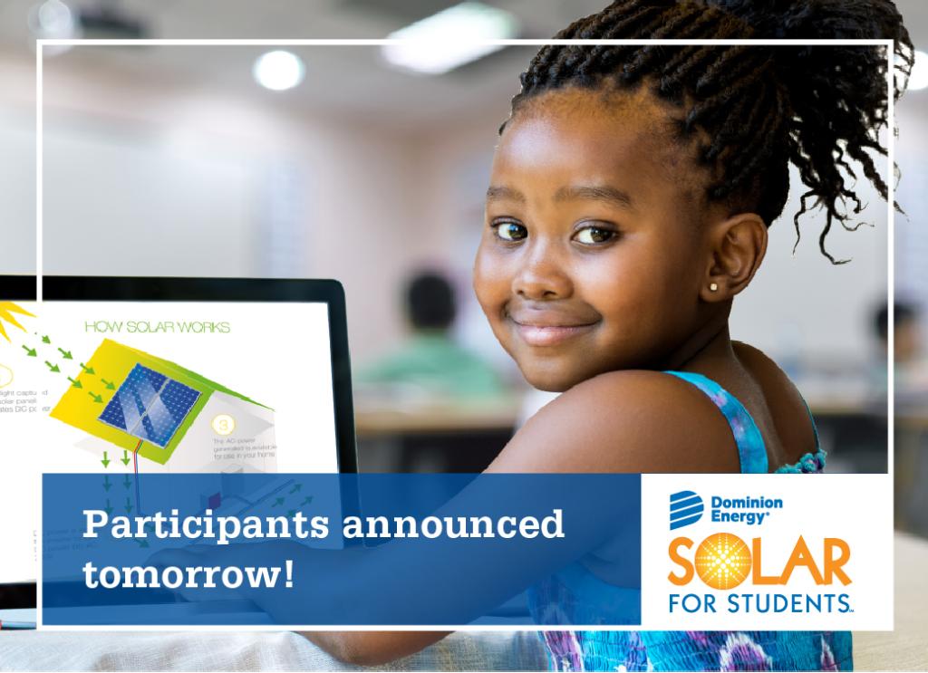 Tomorrow we'll be announcing our Solar for Students participants. Learn more. >> spr.ly/60118lpnT  #EnergizingOurCommunities