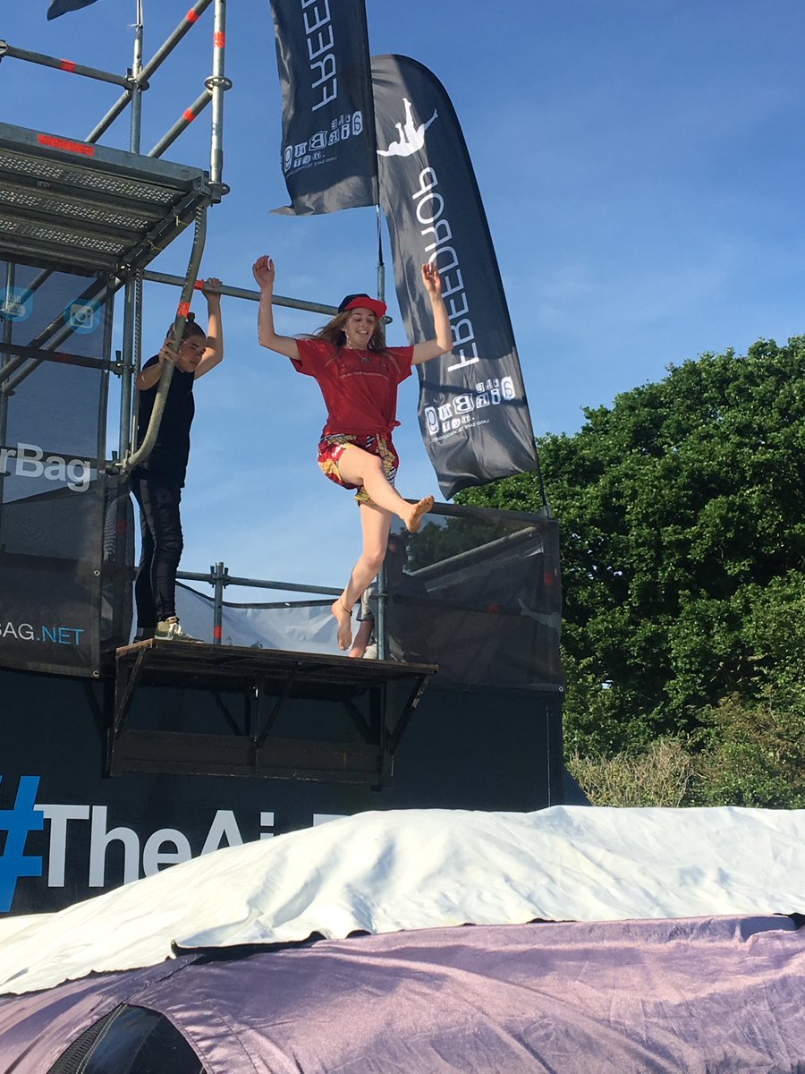 RuSlack's tweet photo. The #RuSlack team having a break from #slacklining to play on #TheAirBag at the @SuffolkShow #DontLookDown #ItsHigherThanItLooks #Scary https://t.co/gywtA0NzAS