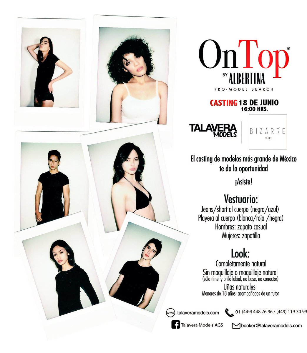 OnTopProModel's tweet photo. Hola AGUASCALIENTES nos vemos el Domingo 18 de junio en punto de las 4pm en CASTING OFICIAL por @talaveraags #ontop2017 https://t.co/cvdd5tHoXz