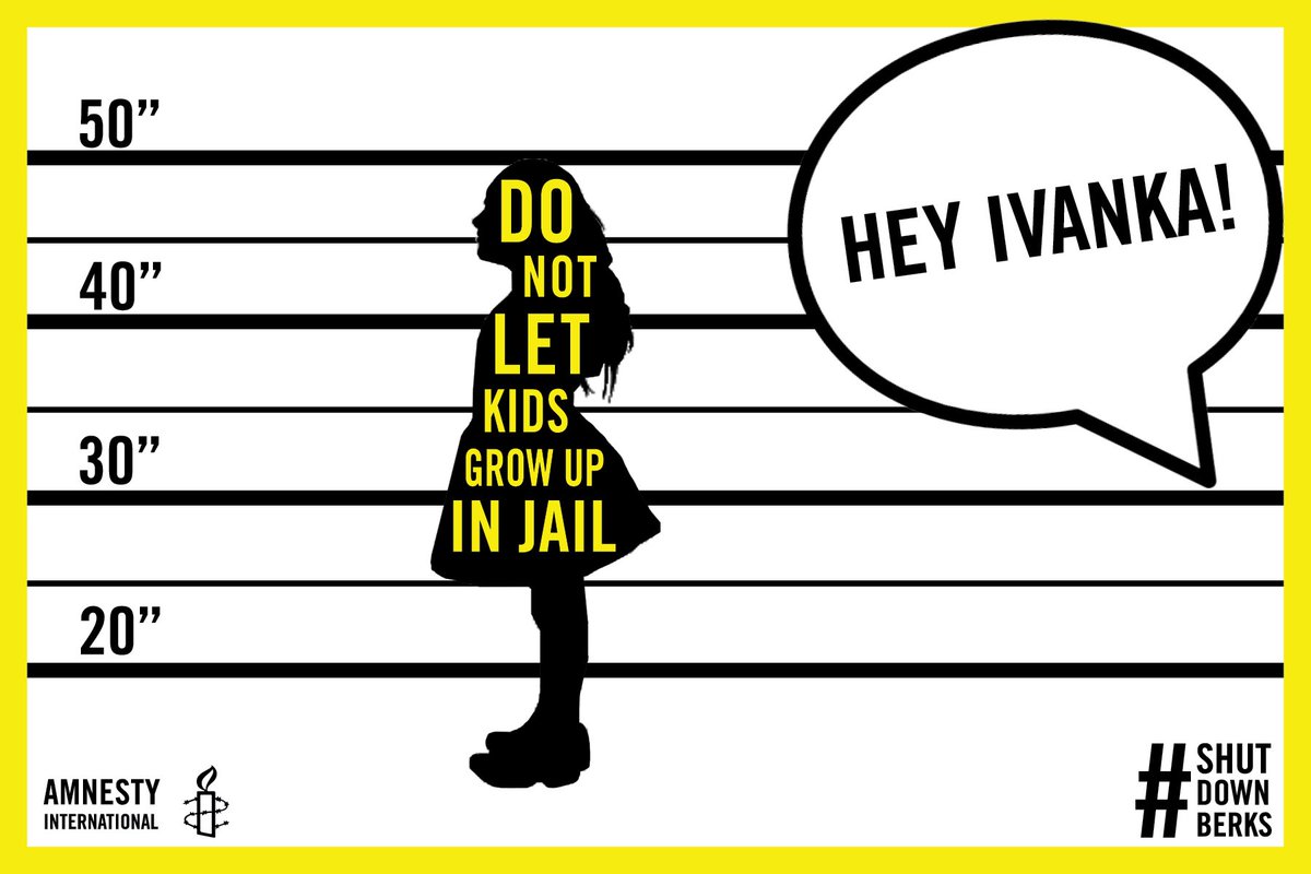 amnestyusa's tweet photo. No child should learn to walk &amp; talk behind bars. Tell @IvankaTrump it’s time to #ShutDownBerks. https://t.co/1J4JLyYuin https://t.co/FaLiks59fZ