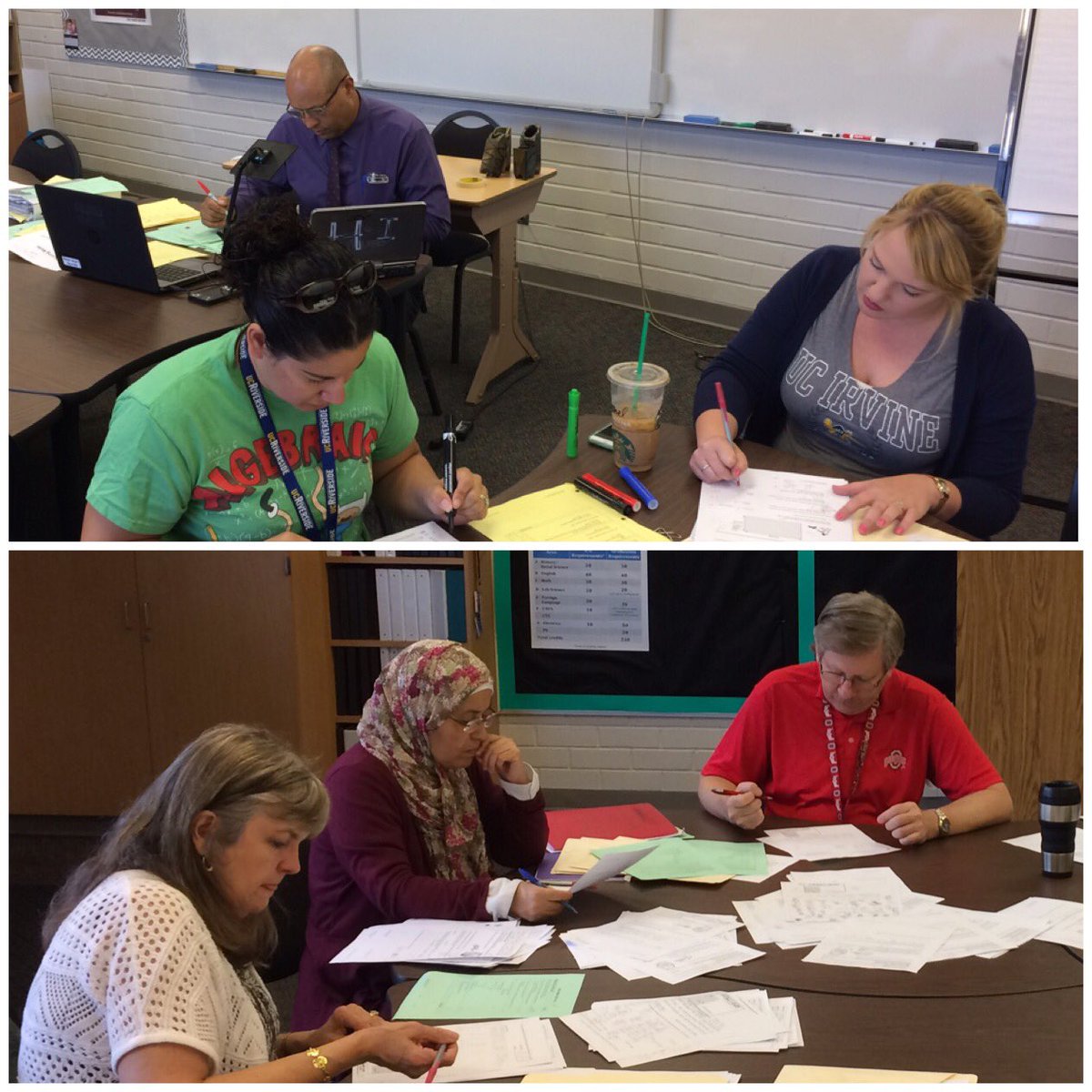 RUSDmath's tweet photo. Sierra math department scoring semester tasks. #rusdmath #normscoring #leaders https://t.co/5peNbmejQC